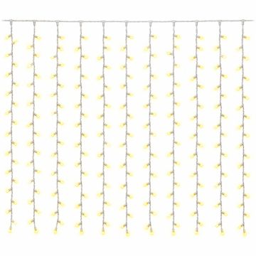ETTROIT tenda luminosa 200 LED 2 × 2 m, luce gialla, cavo bianco, flash bianco