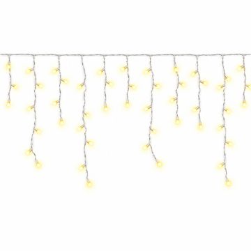 ETTROIT tenda luminosa a cadute alternate 120 LED 3 m, luce gialla, cavo bianco, flash bianco