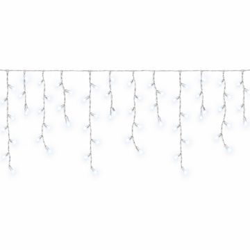 ETTROIT tenda luminosa a cadute alternate 200 LED 5 m, luce bianca, cavo bianco, flash bianco