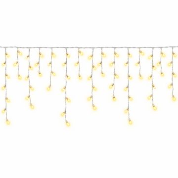 ETTROIT tenda luminosa a cadute alternate 200 LED 5 m, luce gialla, cavo bianco, flash bianco
