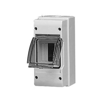 Wall switchboard 2/3 modules slim series Gray RAL 7035 with smoked door 75x150x112mm IP65 FAEG - FG14203
