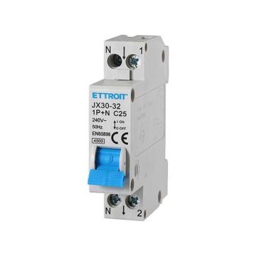 Magnetic thermal switch 1P+N 25A 220V 1 DIN module Ettroit JX152540