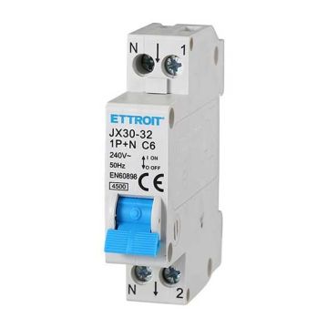 ETTROIT Magnetic thermal switch 1P+N 6A 4.5Ka 220V 1 DIN module JX150640