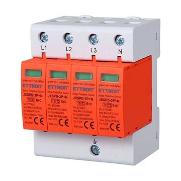 Surge arrester T1+T2 220V 3P+N 3 Poles Occupies 4 DIN Modules Ettroit JXSPD-3P+N