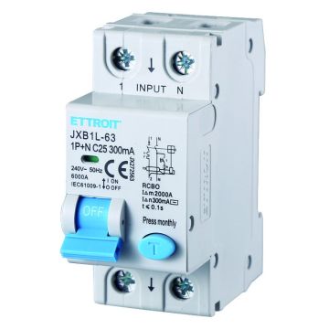 ETTROIT JX272563 Differential Circuit Breaker 1P+N 25A 300mA 220V-6KA