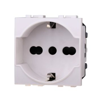 ETTROIT Schuko socket 2P+T 16A compatible with Livinglight Biticino series, white color