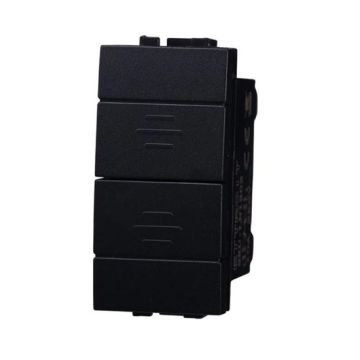 ETTROIT Double button 1P+1P NO roller shutter up and down compatible with Bticino Livinglight / INTERNATIONAL black color LN1202