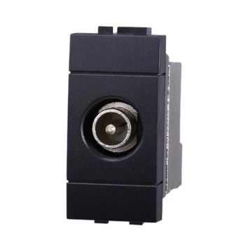 TV Direct coaxial socket male connector compatible Bticino Livinglight black color