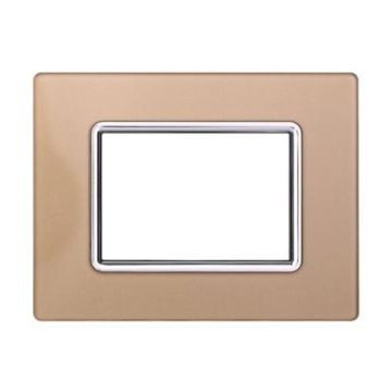 Ettroit Bticino Livinglight compatible plate 3 glass modules gold color - LN84311