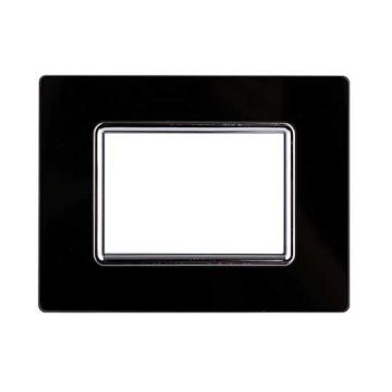 Ettroit Bticino Livinglight compatible plate 3 glass modules, black color - LN84302