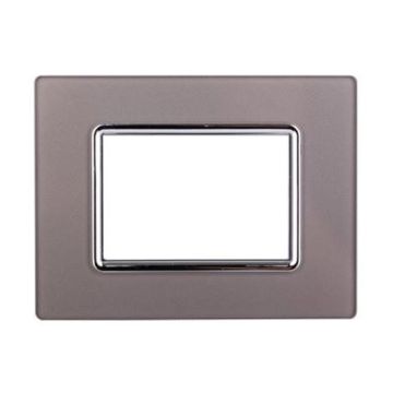 Ettroit Bticino Livinglight compatible plate 3 glass modules silver color - LN84306