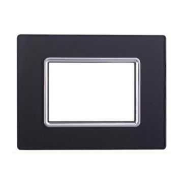 Ettroit Bticino Livinglight compatible plate 3 modules graphite glass dark steel - LN84310