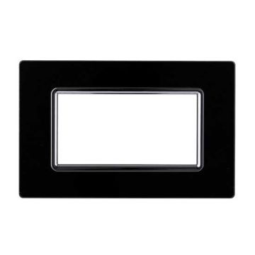 Ettroit Bticino Livinglight compatible plate 4 glass modules, black color - LN84402