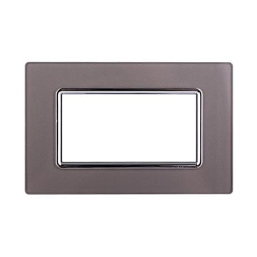 Ettroit Bticino Livinglight compatible plate 4 glass modules silver color - LN84406