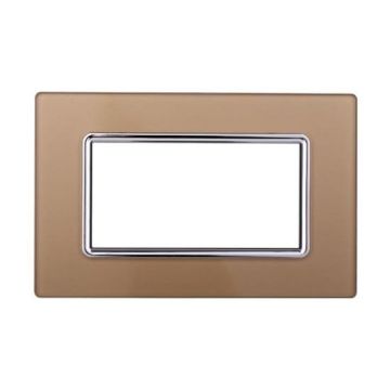 Ettroit Bticino Livinglight compatible plate 4 glass modules gold color - LN84411