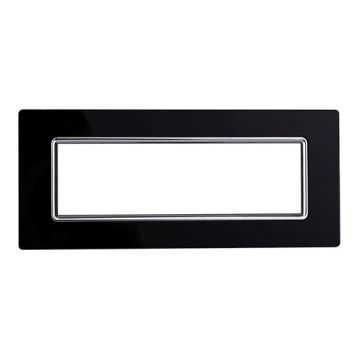 Ettroit Bticino Livinglight compatible plate 7 glass modules, black color - LN84702