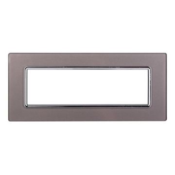 Ettroit Bticino Livinglight compatible plate 7 glass modules silver color - LN84706