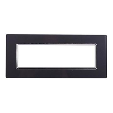 Ettroit Bticino Livinglight compatible plate 7 modules graphite glass dark steel - LN84710