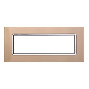 Ettroit Bticino Livinglight compatible plate 7 glass modules gold color - LN84711