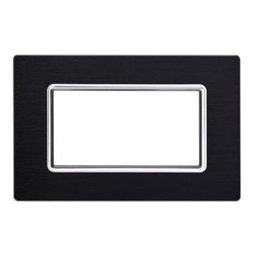 Ettroit 3-place plate compatible with Bticino Livinglight aluminum black color LN86302