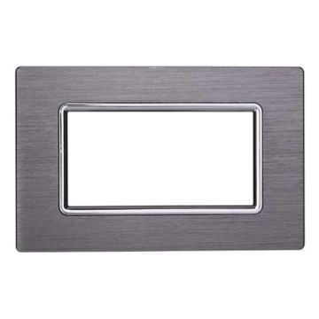 Ettorit compatible Bticino Livinglight 3-module aluminum plate, satin silver color - LN86306
