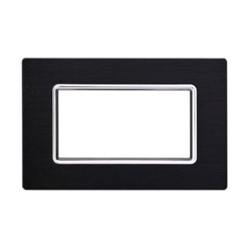 Ettroit 4-place plate compatible with Bticino Livinglight 4 modules aluminum black color - LN86402