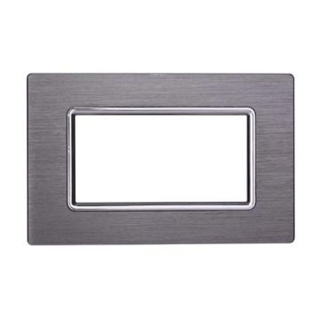 Ettroit Bticino Livinglight compatible plate 4 modules aluminum satin silver color - LN86406