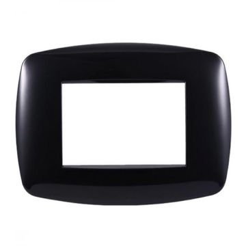 Ettroit Bticino Livinglight compatible plate 3 slim plastic modules, black color - LN87302