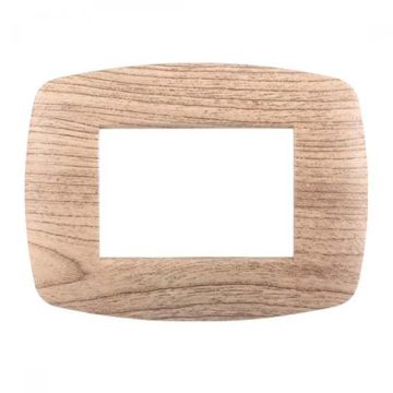 Ettroit Bticino Livinglight compatible plate 3 slim plastic modules, light wood color - LN87304