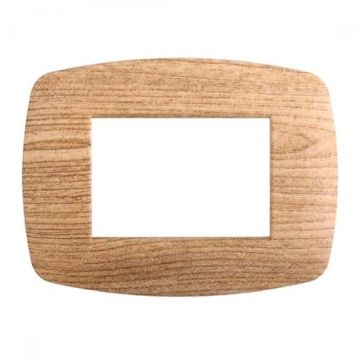 Ettroit Bticino Livinglight compatible plate 3 slim plastic modules, dark wood color - LN87305