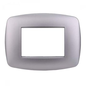 Ettroit Bticino Livinglight compatible plate 3 slim plastic modules, silver color - LN87306