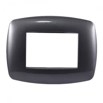 Ettroit Bticino Livinglight compatible plate 3 slim plastic modules, dark steel color - LN87307