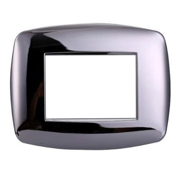 Ettroit plate compatible with Bticino Livinglight 3 slim plastic modules, shiny chrome color - LN87313
