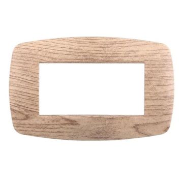 Ettroit Bticino Livinglight compatible plate 4 slim plastic modules, light wood color - LN87404