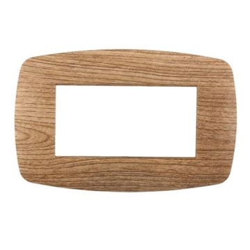 Ettroit Bticino Livinglight compatible plate 4 slim plastic modules, dark wood color - LN87405