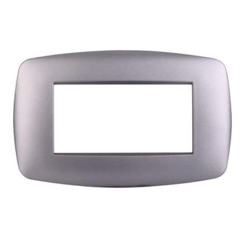 Ettroit Bticino Livinglight compatible plate 4 slim plastic modules, silver color - LN87406