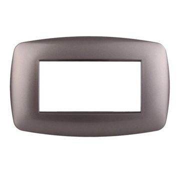 Ettroit Bticino Livinglight compatible plate 4 slim plastic modules, titanium color - LN87408