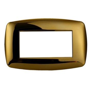 Ettroit plate compatible with Bticino Livinglight 4 slim plastic modules, shiny gold color - LN87412
