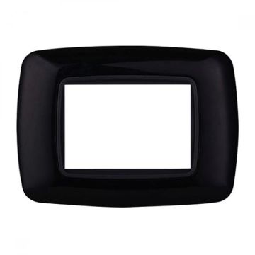 Ettroit plate compatible with Bticino Livinglight 3 modules curved plastic black color - LN88302