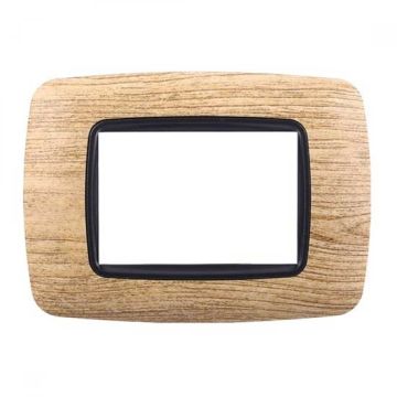 Ettroit plate compatible with Bticino Livinglight 3 modules curved plastic light wood color - LN88304