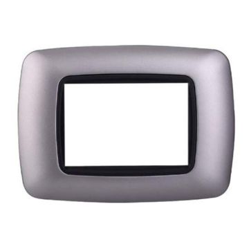Ettroit plate compatible with Bticino Livinglight 3 modules curved plastic silver color - LN88306
