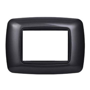 Ettroit plate compatible with Bticino Livinglight 3 modules curved plastic graphite color dark steel - LN88307