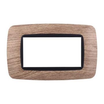 Ettroit plate compatible with Bticino Livinglight 4 modules curved plastic light wood color - LN88404