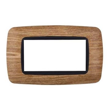 Ettroit plate compatible with Bticino Livinglight 4 modules curved plastic dark wood color - LN88405