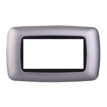Ettroit plate compatible with Bticino Livinglight 4 modules curved plastic silver color - LN88406