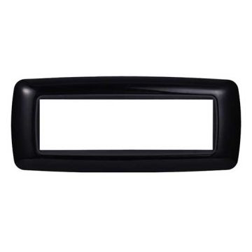 Ettroit plate compatible with Bticino Livinglight 7 modules curved plastic black color - LN88702