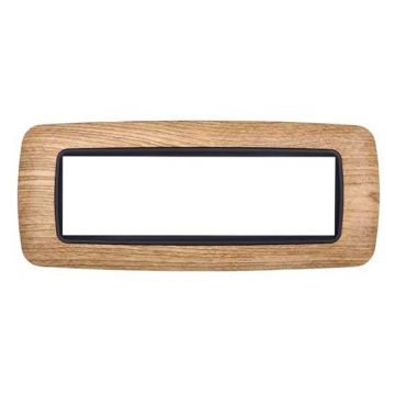 Ettroit plate compatible with Bticino Livinglight 7 modules curved plastic dark wood color - LN88705
