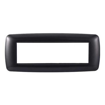 Ettroit plate compatible with Bticino Livinglight 7 modules curved plastic graphite color dark steel -LN88707