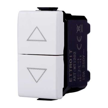 ETTROIT Double button 1P+1P NO roller shutter up and down compatible with Bticino Matix white color MT1202