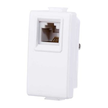 Prise RJ11 telephone connector compatible Bticino Matix connection type K10 white color
